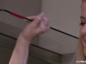 Mom and girl lesbian action on the kitchen