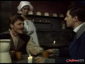 Two guests fuck a waitress in a cafe