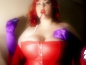 BBW Big Boob Jessica Rabbit Smokes with